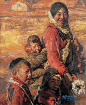 Artworks in 150 Subjects Painting - Mother and Children 2 Chinese Chen Yifei